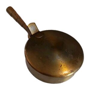 Brass Silent Butler Crumb Catcher Ash Pan Vintage Hinge Lid Wood Handle